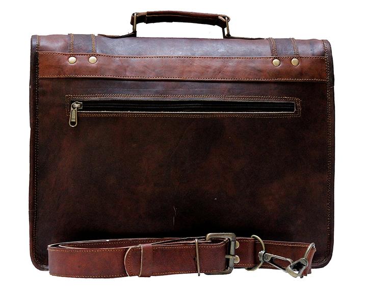 Distressed Brown Leather Laptop Briefcase