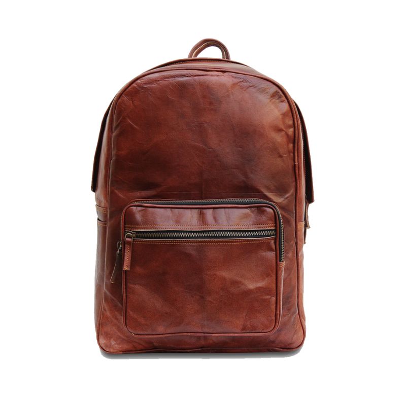brown leather backpoack