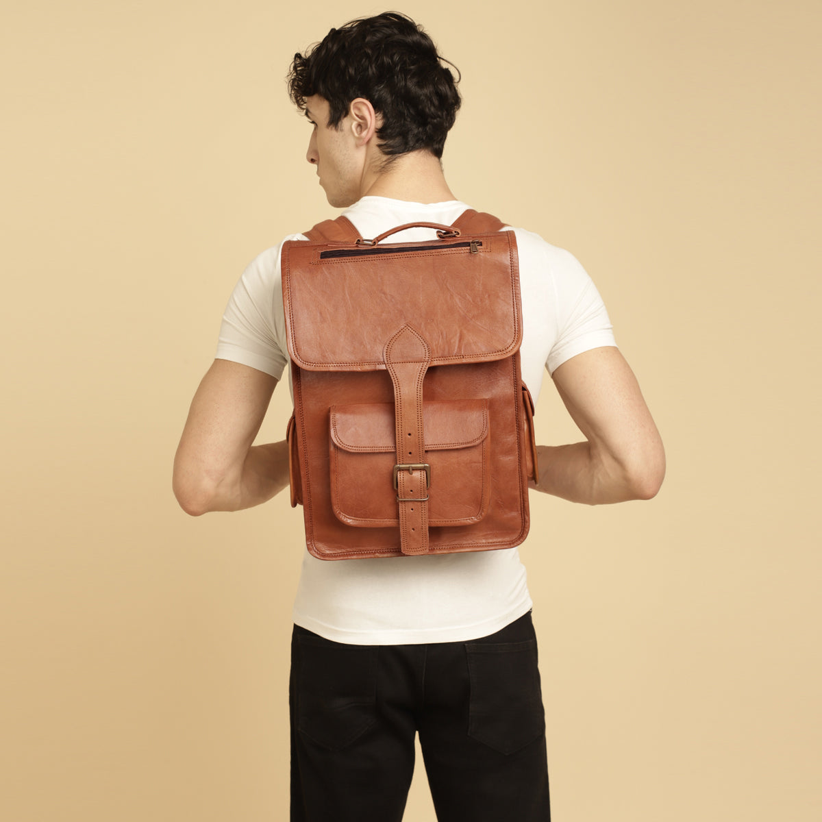 Justanned Leather Backpack Bag