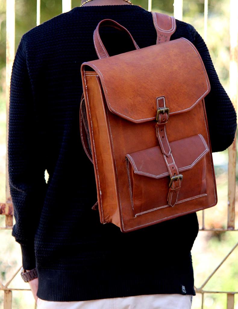 stylish leather straps backpack