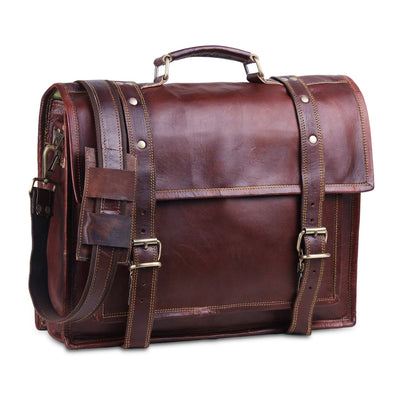 Cherry red Leather Briefcase bag for men 18 inches