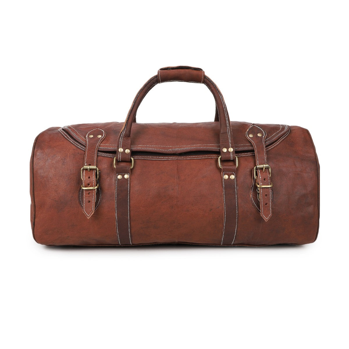 Wide Zippered Real leatherDuffle Bag
