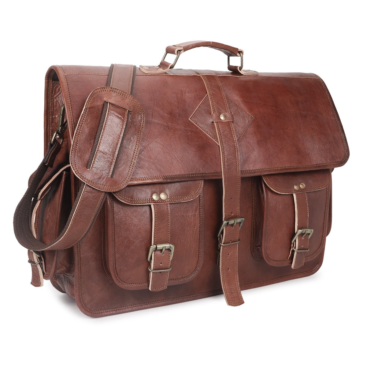 rustic brown leather messenger bag