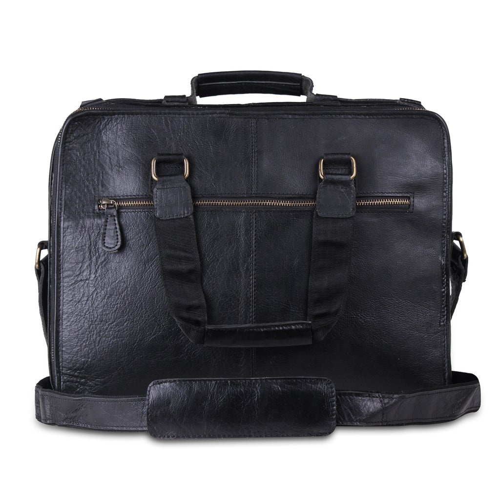 black leather briefcase with style