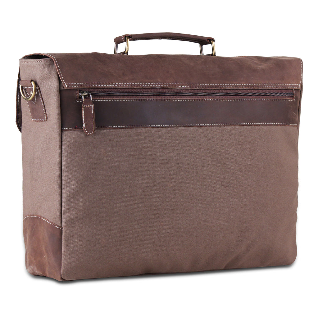 Leather Messenger Bag For Men 15.6 Laptop Satchel Briefcase Bag - Dark Brown