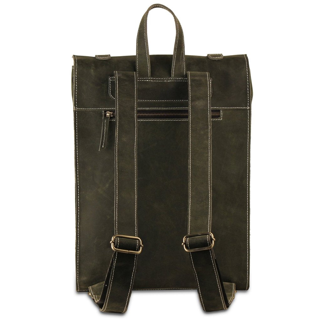 leather backpack with 100% full grain leather 