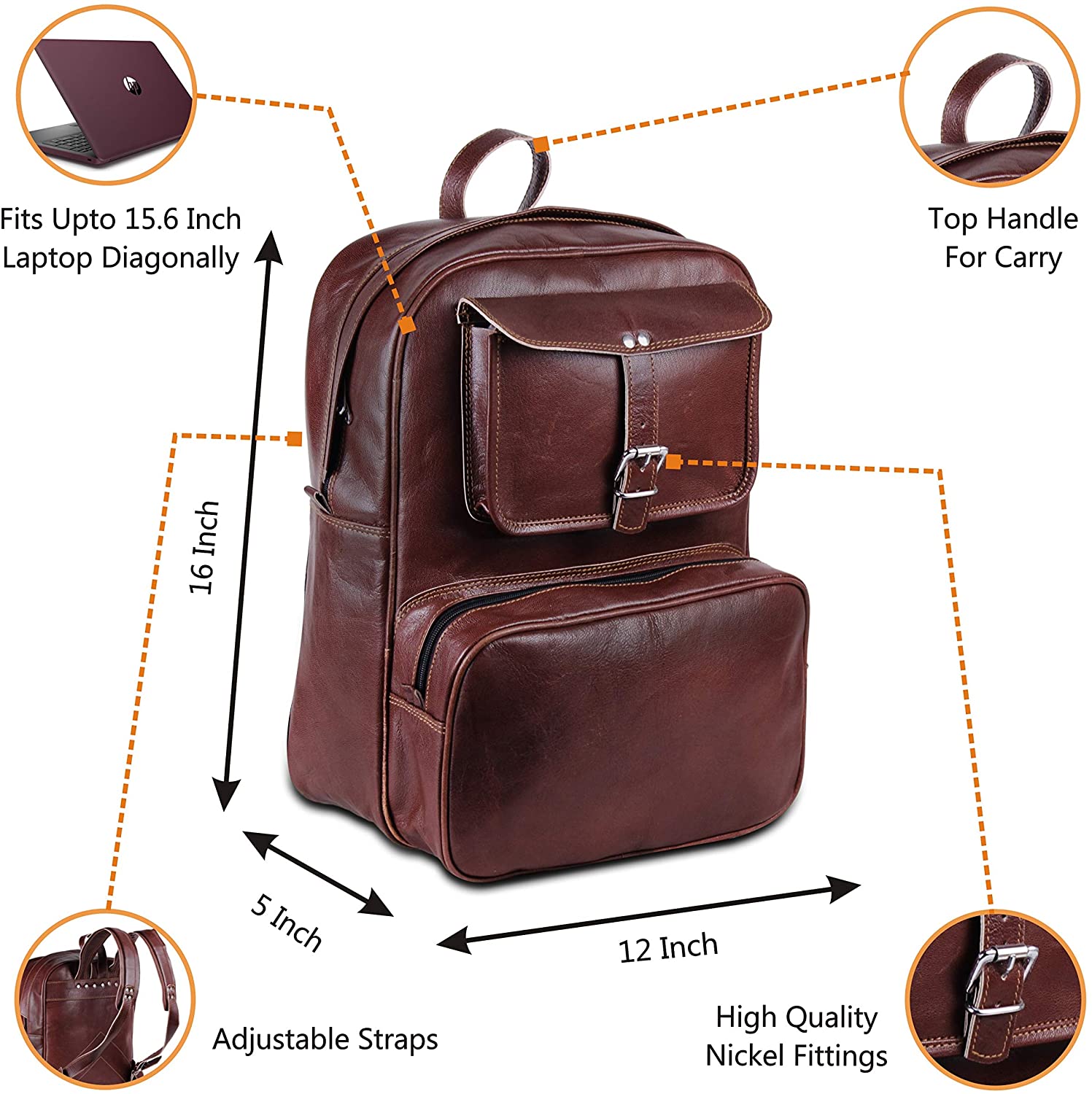 multi featured leather backpack
