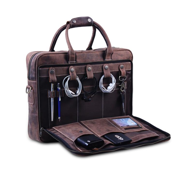 spacious leather briefcase