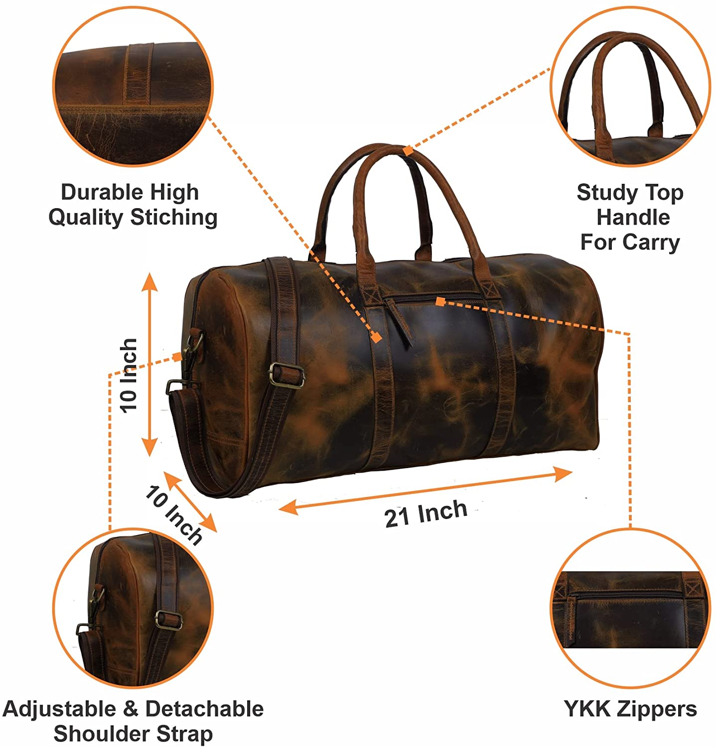 brown duffle bag specifications