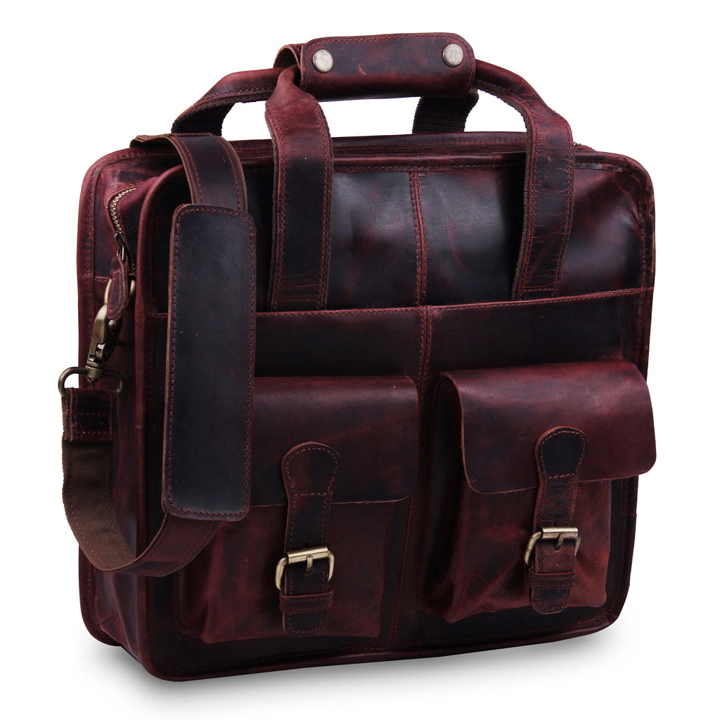 100% pure buffalo leather briefcase messenger bag