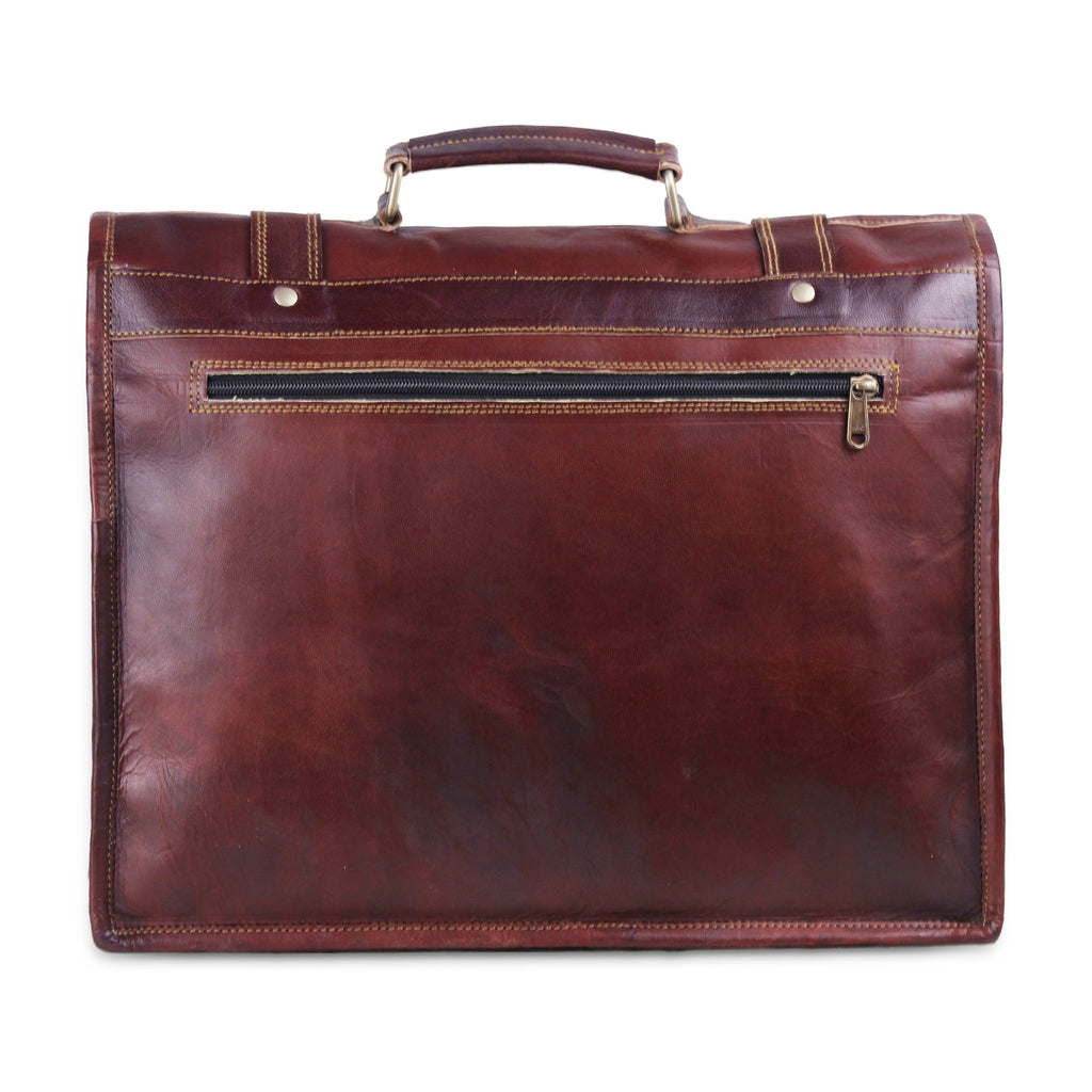 Cherry red Leather Briefcase bag for men 18 inches