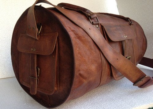 stylish leather duflle bag