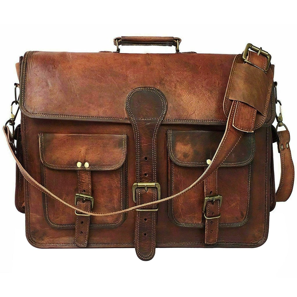 stylish and vintage look leather briefcase bag