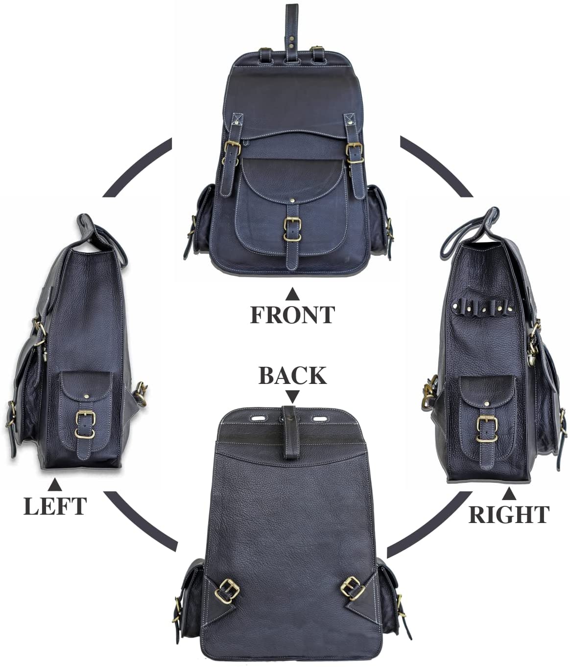 views of leather backpack