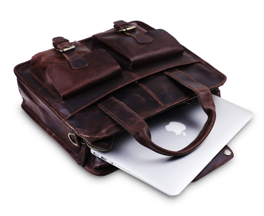 buffalo leather briefcase messenger bag for laptop and notebook 