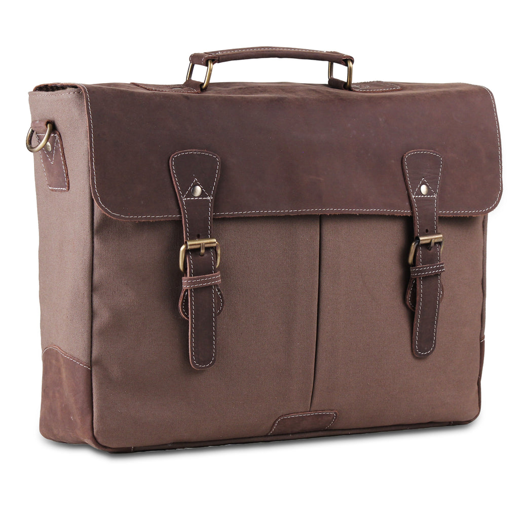 Leather Messenger Bag For Men 15.6 Laptop Satchel Briefcase Bag - Dark Brown