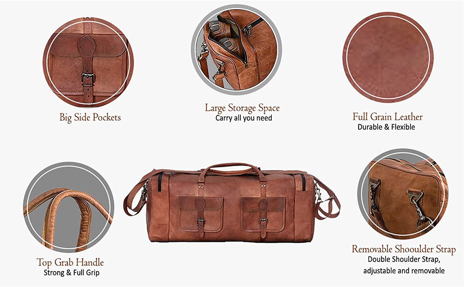 multiple featured leather duffle abg