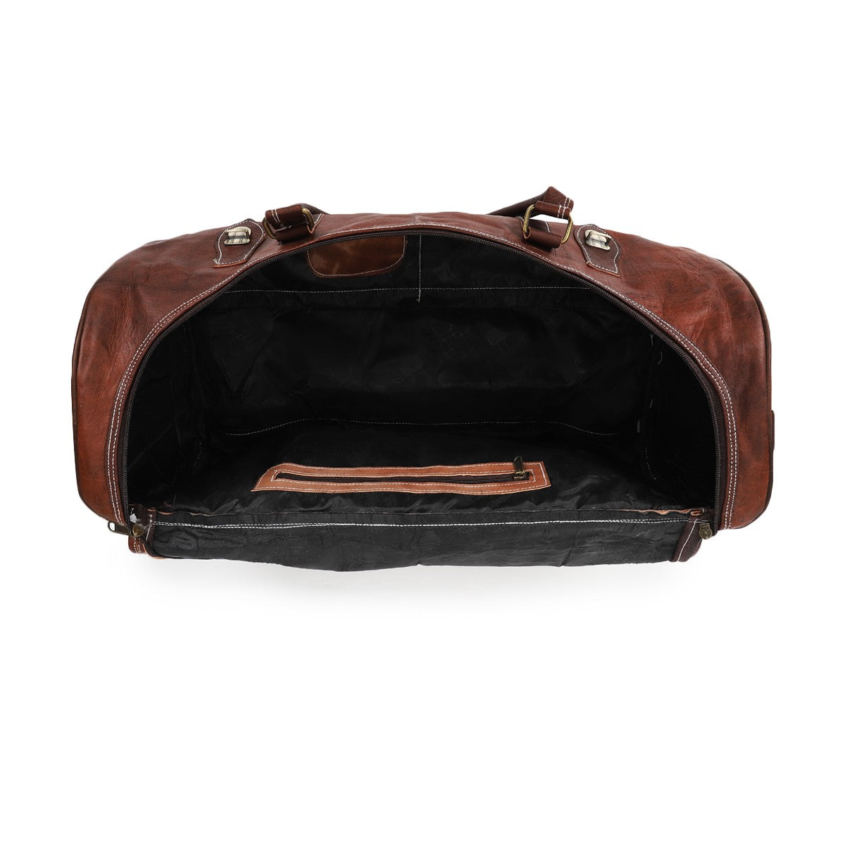 Wide Zippered leather duffle bag