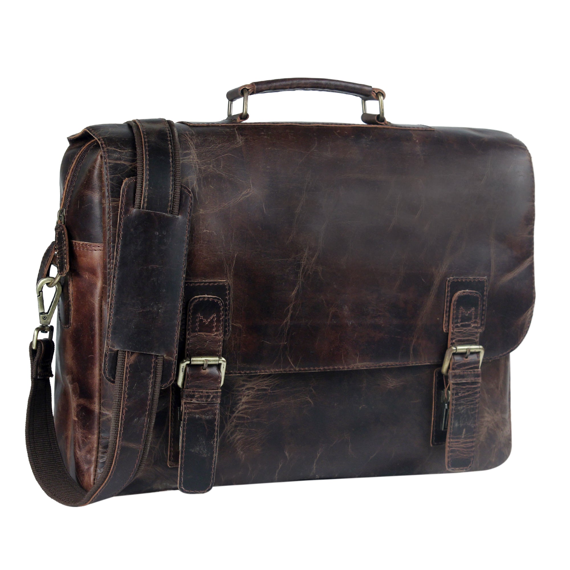 classis look 100% full grain leather messanger bag