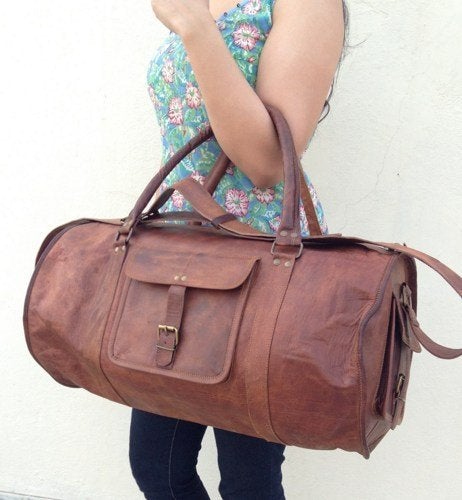 cool looking leather duffle bag