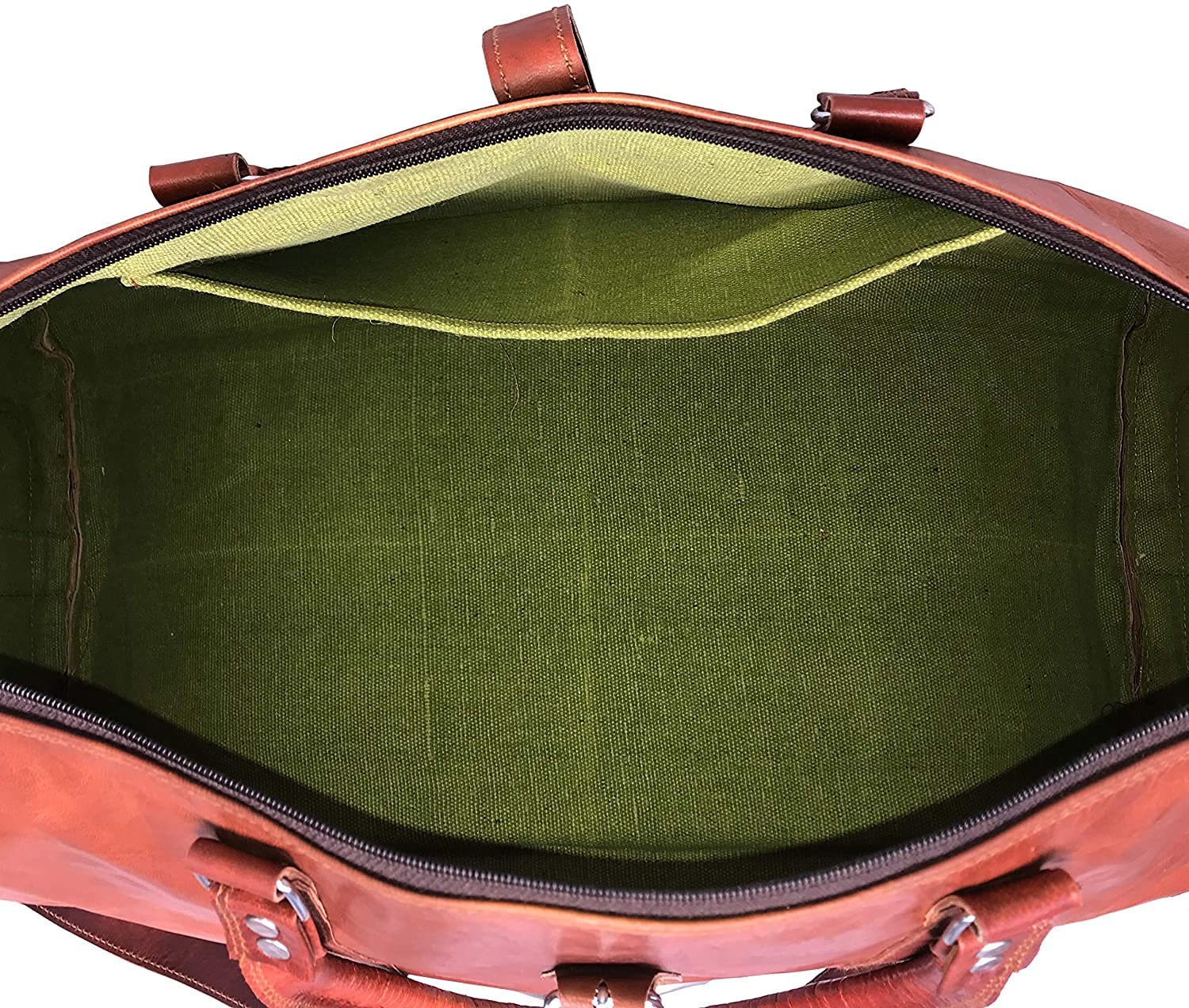 spacious leather duffle bag