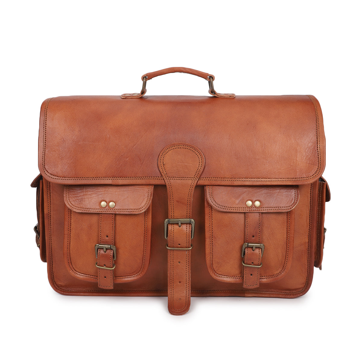 brown leather satchel messenger bag