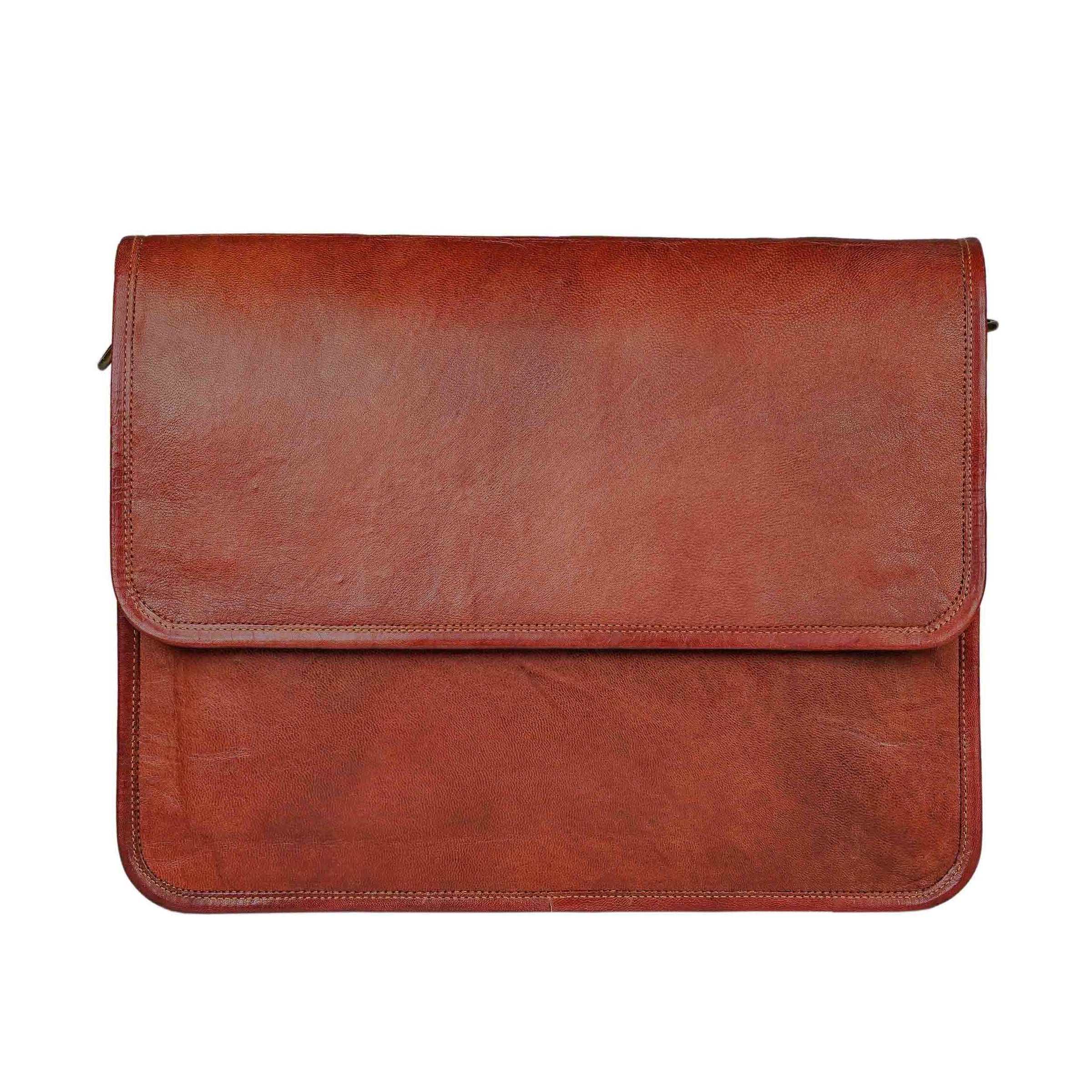 brown coloured messenger bag without external pockets