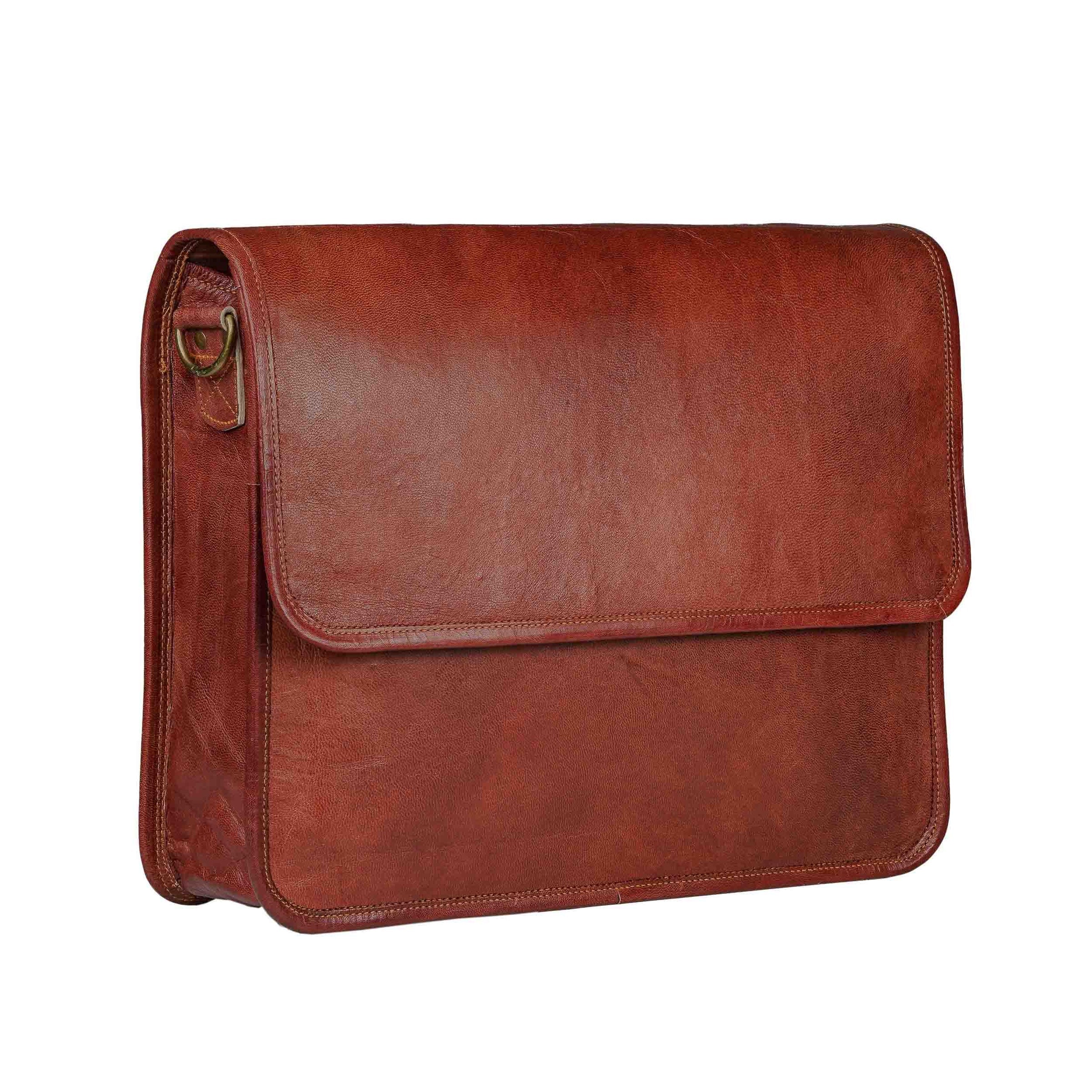 brown leather  messenger bag for casuals