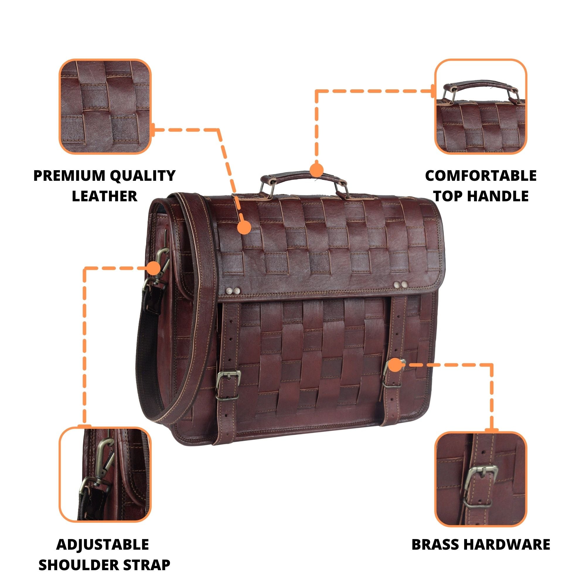 100% full grain leather messenger bag