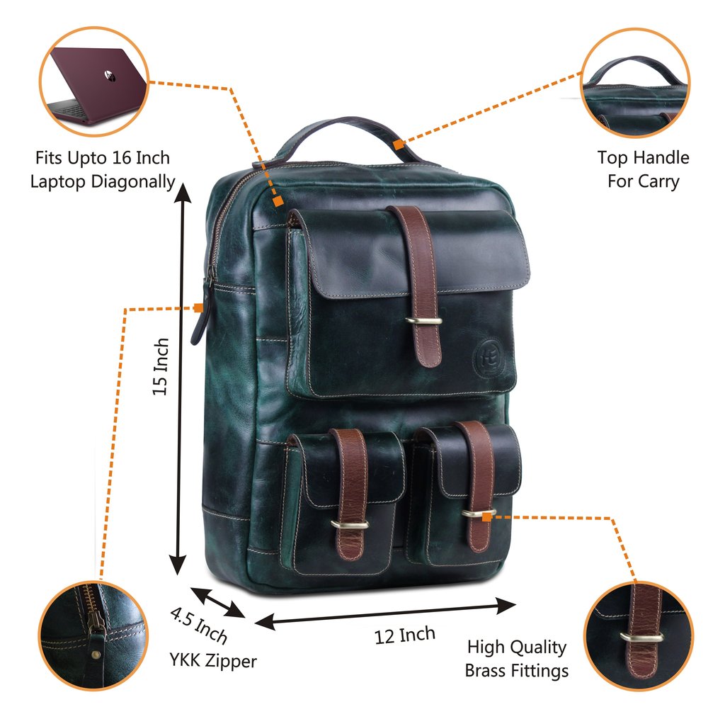 multiple featured leather backpack