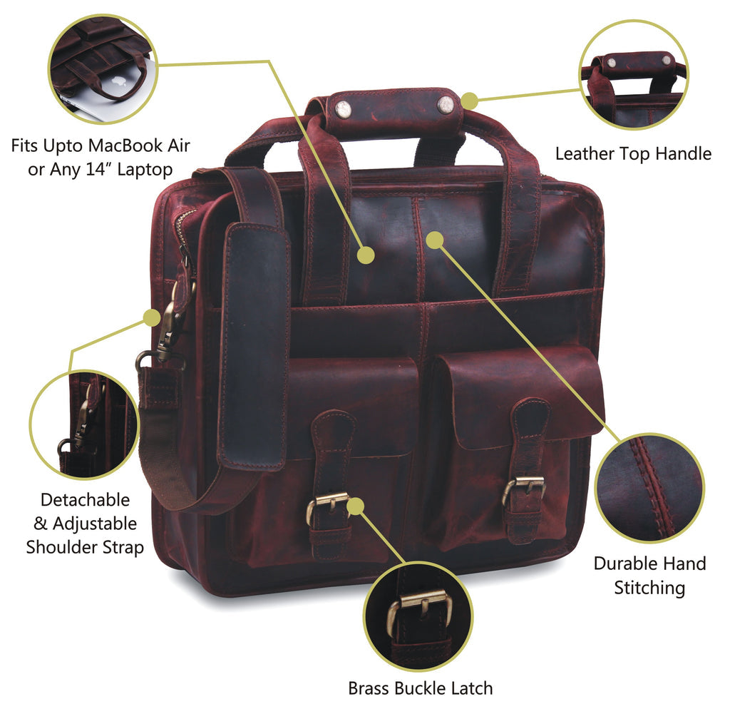 buffalo leather briefcase specification