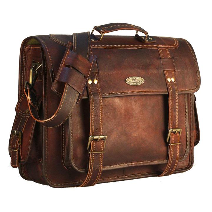 Office leather messenger bag