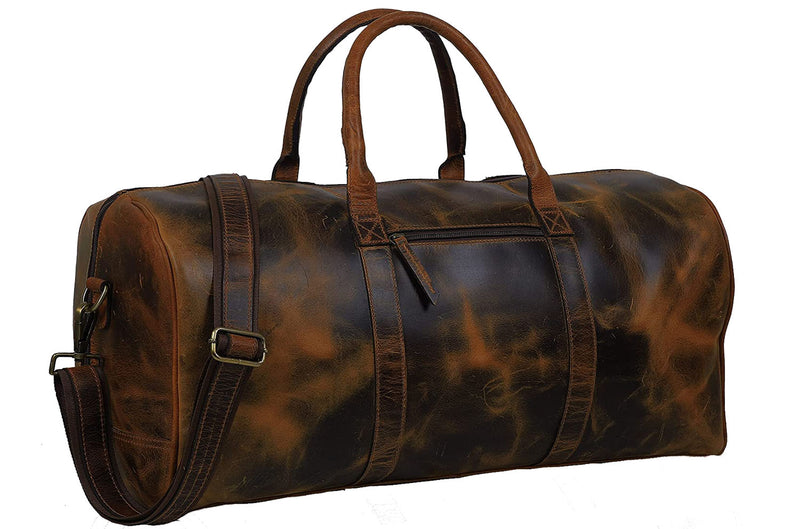 Brown Textured Duffle Bag