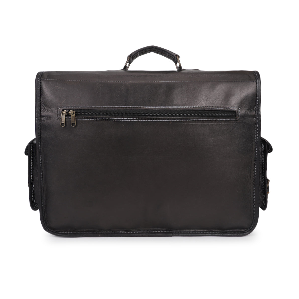 black leather messenger briefcase bag