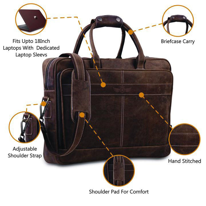 Genuine leather briefcase discount bag