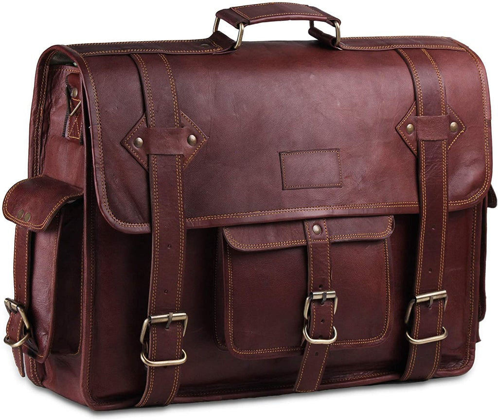 Vintage Leather Satchel Laptop Bag For Men