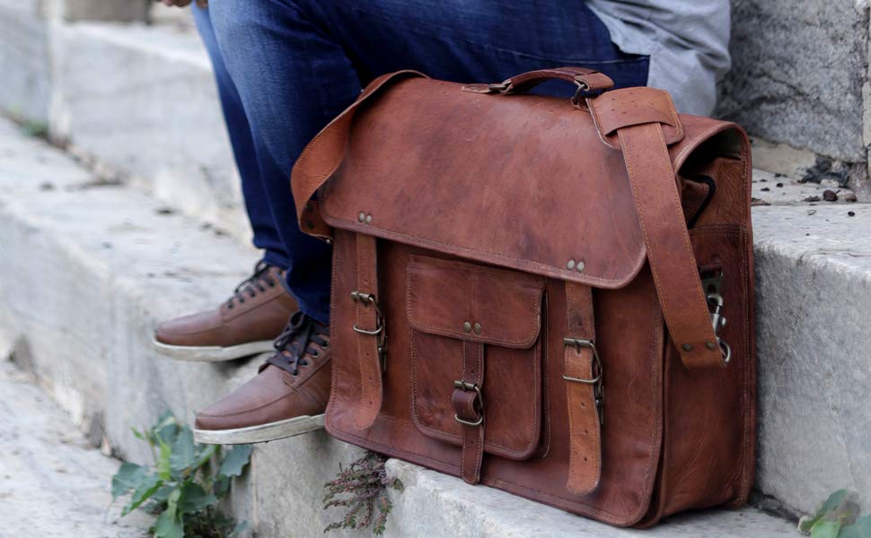 brown coloured classic look messenger bag