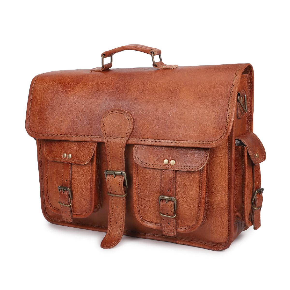 classic leather messenger bag with stylish look