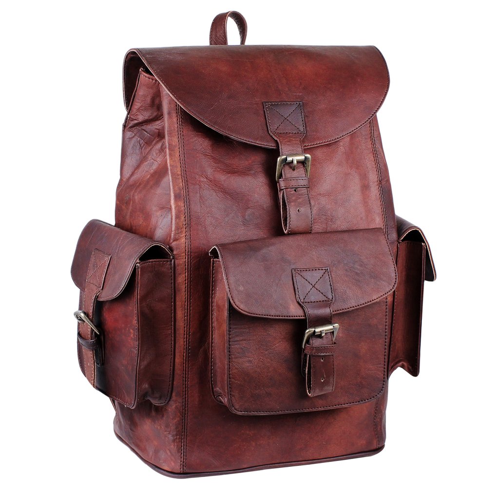 leather backpack with 100% full grain leather