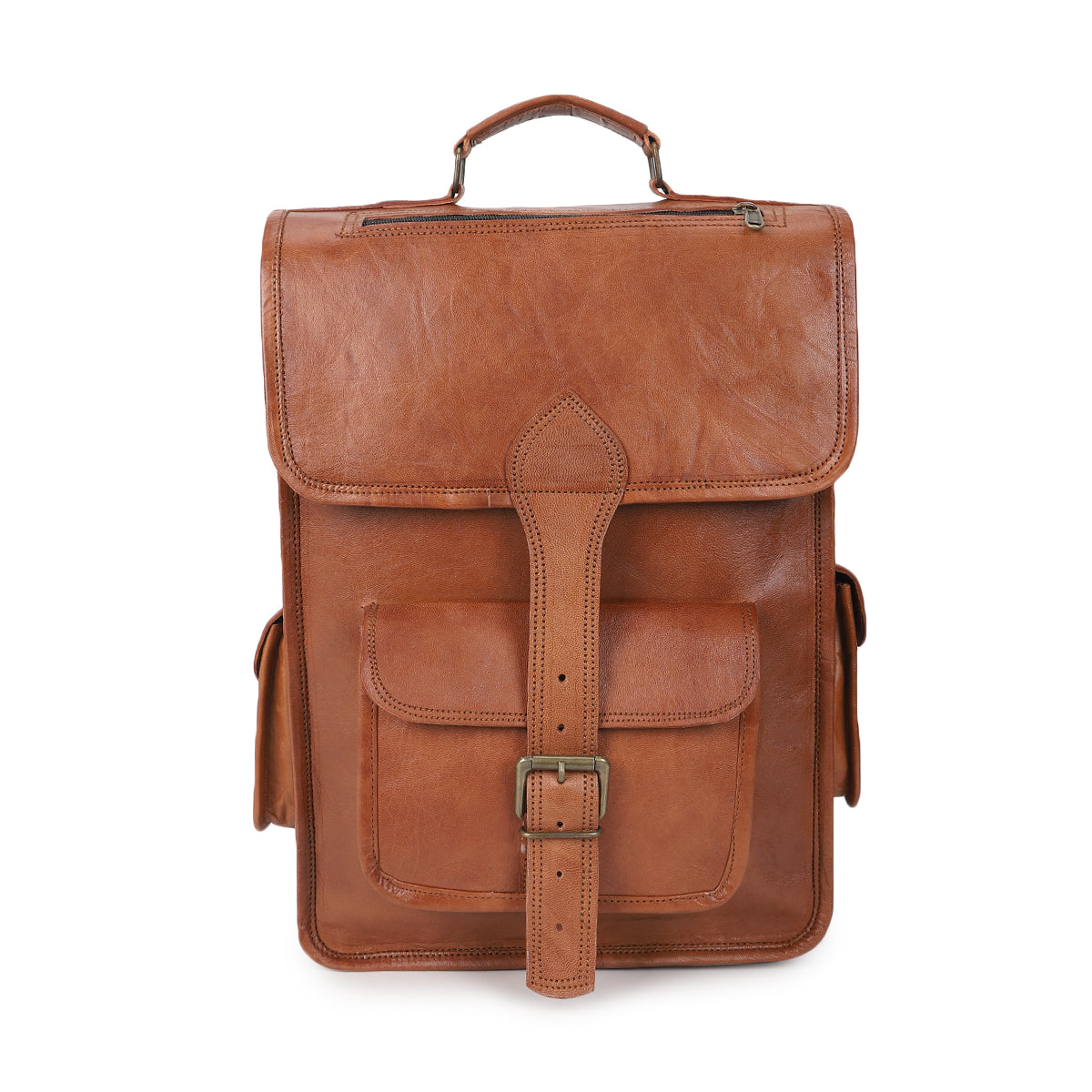 leather backpack with pure leather