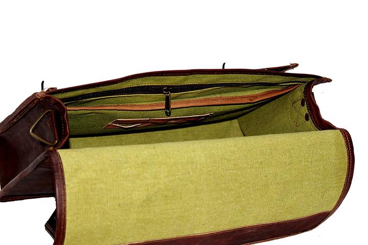 Distressed Brown Leather Laptop Briefcase